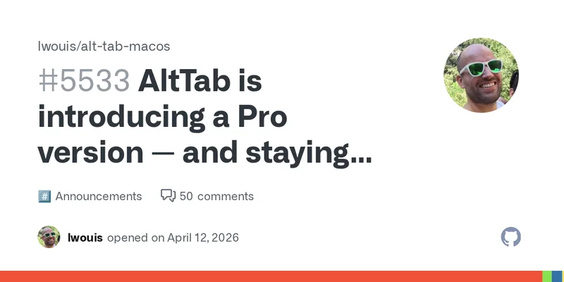 AltTab.app makes free features paid, drops old releases